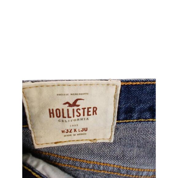 Hollister Jean Homme Taille 32 Denim 100% coton Braguette Boutons Bleu - Picture 8 of 9